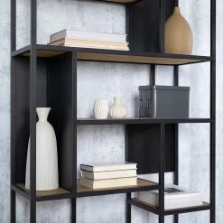 Studio Copenhagen Étagère Flox II - Placage en bois véritable / Métal -Chêne / Noir -Meubles de salle à manger Soldes Magasin 1000218118 211020 14272100042 DETAILS P000000001000218118