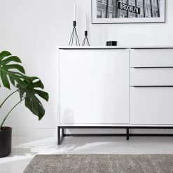 Fredriks Buffet White Hall II - Blanc mat / Noir -Meubles de salle à manger Soldes Magasin 1000218367 210521 08364500004 DETAILS P000000001000218367