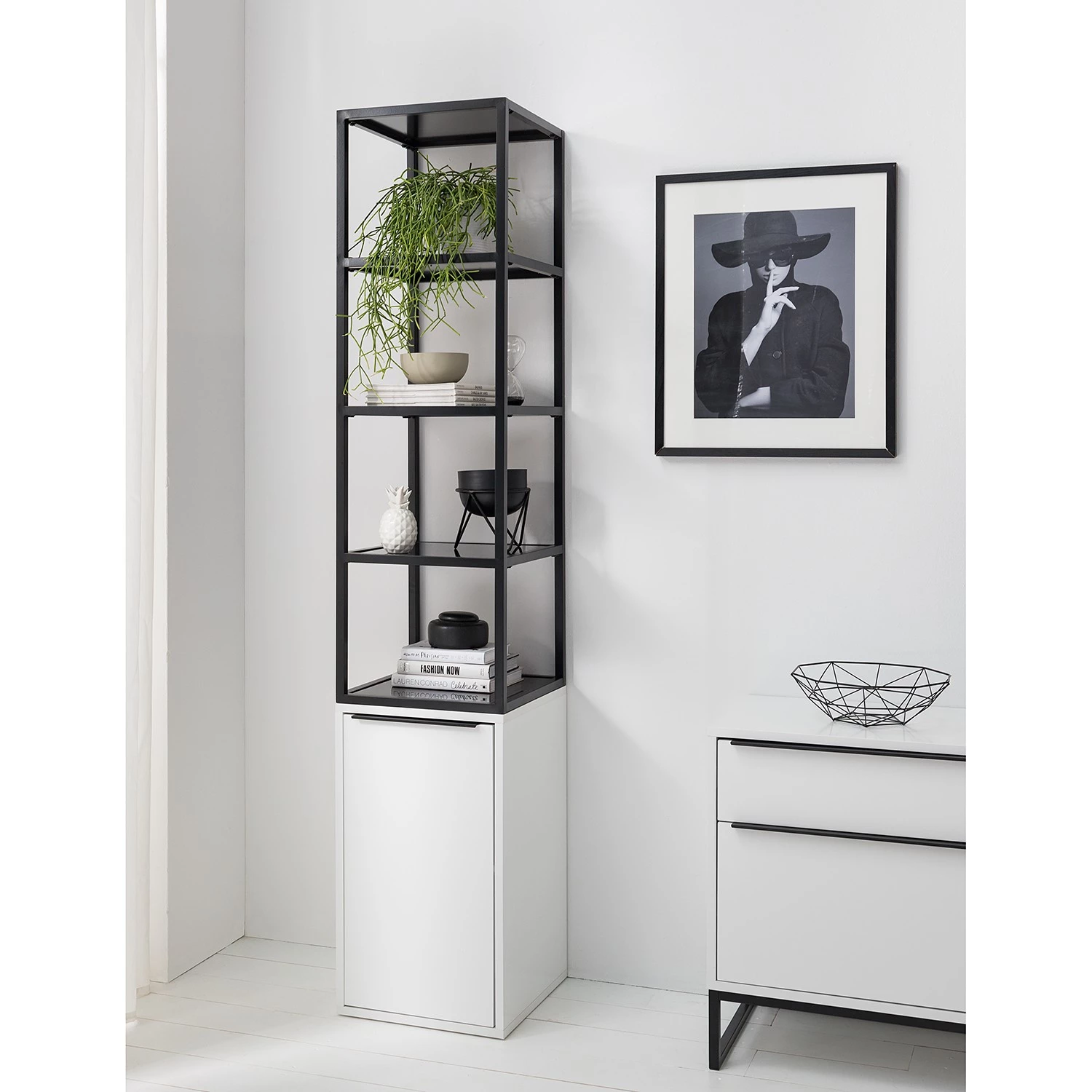 Fredriks Étagère White Hall - Blanc mat / Noir 2 Fredriks Étagère White Hall - Blanc mat / Noir – Image 2