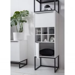 Fredriks Armoire White Hall II - Blanc mat / Noir -Meubles de salle à manger Soldes Magasin 1000218376 210316 08061700019 DETAILS P000000001000218376