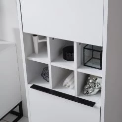 Fredriks Armoire White Hall II - Blanc mat / Noir -Meubles de salle à manger Soldes Magasin 1000218376 210316 08062200023 DETAILS P000000001000218376