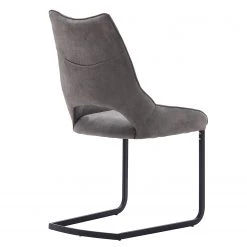 Fredriks Chaises cantilever Nadros (lot de 2) - Microfibre / Métal - Gris vintage / Noir mat -Meubles de salle à manger Soldes Magasin 1000218451 201204 16491100003 DETAILS P000000001000218451
