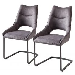 Fredriks Chaises cantilever Nadros (lot de 2) - Microfibre / Métal - Gris vintage / Noir mat