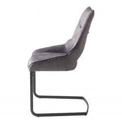 Fredriks Chaises cantilever Nadros (lot de 2) - Microfibre / Métal - Gris vintage / Noir mat -Meubles de salle à manger Soldes Magasin 1000218451 210120 13453400003 DETAILS P000000001000218451