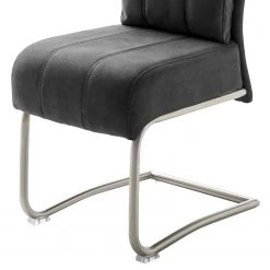 Fredriks Chaises cantilever Crowan(lot de 2) - Microfibre / Acier inoxydable - Gris vintage -Meubles de salle à manger Soldes Magasin 1000218550 210113 06122800009 DETAILS P000000001000218550