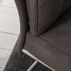 Fredriks Chaises cantilever Crowan(lot de 2) - Microfibre / Acier inoxydable - Gris vintage -Meubles de salle à manger Soldes Magasin 1000218550 210311 11465700010 DETAILS P000000001000218550