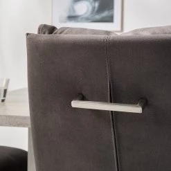 Fredriks Chaises cantilever Crowan(lot de 2) - Microfibre / Acier inoxydable - Gris vintage -Meubles de salle à manger Soldes Magasin 1000218550 210311 11470000012 DETAILS P000000001000218550