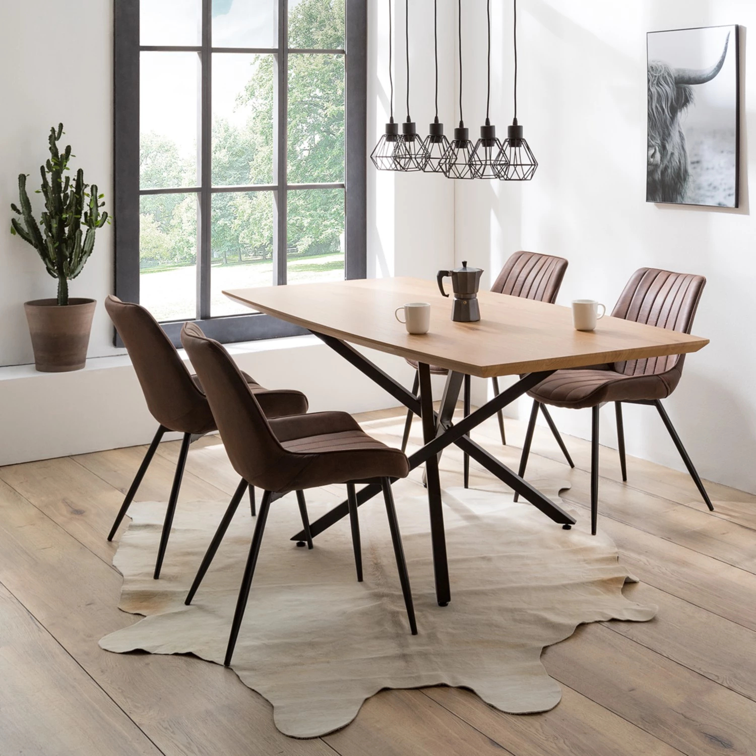 Red Living Table Levil - Métal - Imitation chêne / Noir mat 2 Red Living Table Levil - Métal - Imitation chêne / Noir mat – Image 2