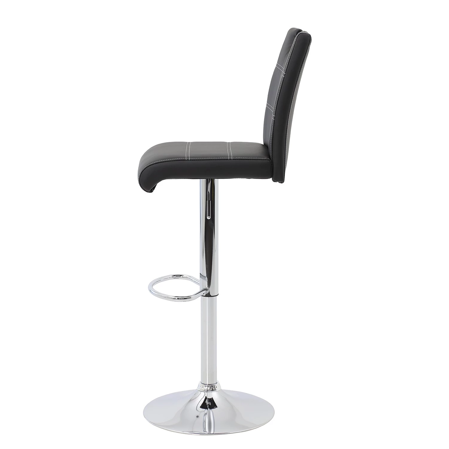 Fredriks Chaises de bar Malte (lot de 2) - Imitation cuir / Métal - Chrome - Noir 4 Fredriks Chaises de bar Malte (lot de 2) - Imitation cuir / Métal - Chrome - Noir – Image 4