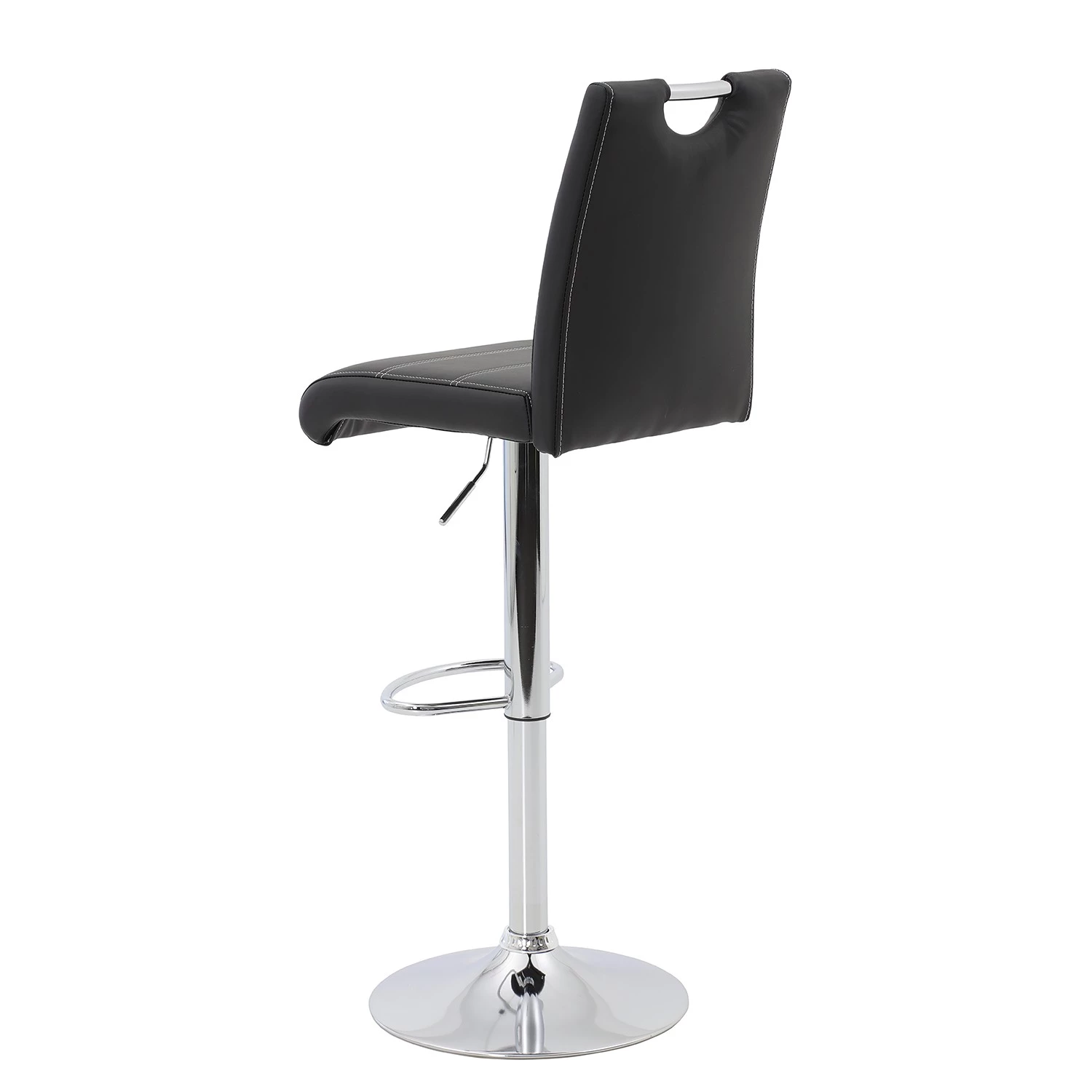 Fredriks Chaises de bar Malte (lot de 2) - Imitation cuir / Métal - Chrome - Noir 5 Fredriks Chaises de bar Malte (lot de 2) - Imitation cuir / Métal - Chrome - Noir – Image 5