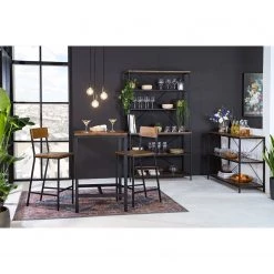 Ars manufacti Chaises de bar Grasby (lot de 2) - Pin recyclé / Métal - Pin foncé / Noir -Meubles de salle à manger Soldes Magasin 1000219221 220301 021 MOOD DETAILS P000000001000219221 mood