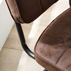 Ars manufacti Chaises cantilever Dalcross (lot de 2) - Microfibre / Métal - Marron -Meubles de salle à manger Soldes Magasin 1000219292 210223 14200900008 DETAILS P000000001000219292