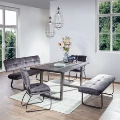 Loftscape Chaises capitonnées Mayetta (lot de 2) - Tissé à plat / Fer - Anthracite / Noir -Meubles de salle à manger Soldes Magasin 1000220276 200821 06293300009 MOOD DETAILS P000000001000220276 mood