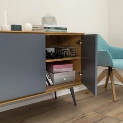 Studio Copenhagen Buffet Danica - Placage en bois véritable - Gris foncé mat / Frêne -Meubles de salle à manger Soldes Magasin 1000220479 201113 13035200053 DETAILS P000000001000220479