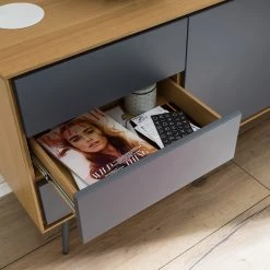 Studio Copenhagen Buffet Danica - Placage en bois véritable - Gris foncé mat / Frêne -Meubles de salle à manger Soldes Magasin 1000220479 201113 13035300054 DETAILS P000000001000220479