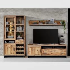 Ridgevalley Vitrine Priay I - Avec éclairage - Imitation mélèze / Graphite -Meubles de salle à manger Soldes Magasin 1000220677 200819 06352300064 MOOD DETAILS P000000001000220677 mood