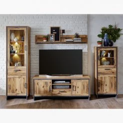 Ridgevalley Vitrine Priay II - Avec éclairage - Imitation mélèze / Graphite -Meubles de salle à manger Soldes Magasin 1000220683 200819 06363700097 MOOD DETAILS P000000001000220683 mood