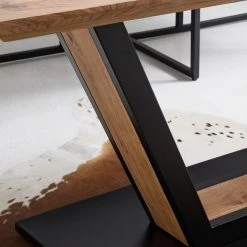 Ars manufacti Table Pensol - Acacia massif / Fer - Acacia / Noir -Meubles de salle à manger Soldes Magasin 1000222306 210503 09041300015 DETAILS P000000001000222306