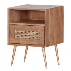 Ars manufacti Bout de canapé Bowdon - Cannage / Acacia massif / Acacia / Doré