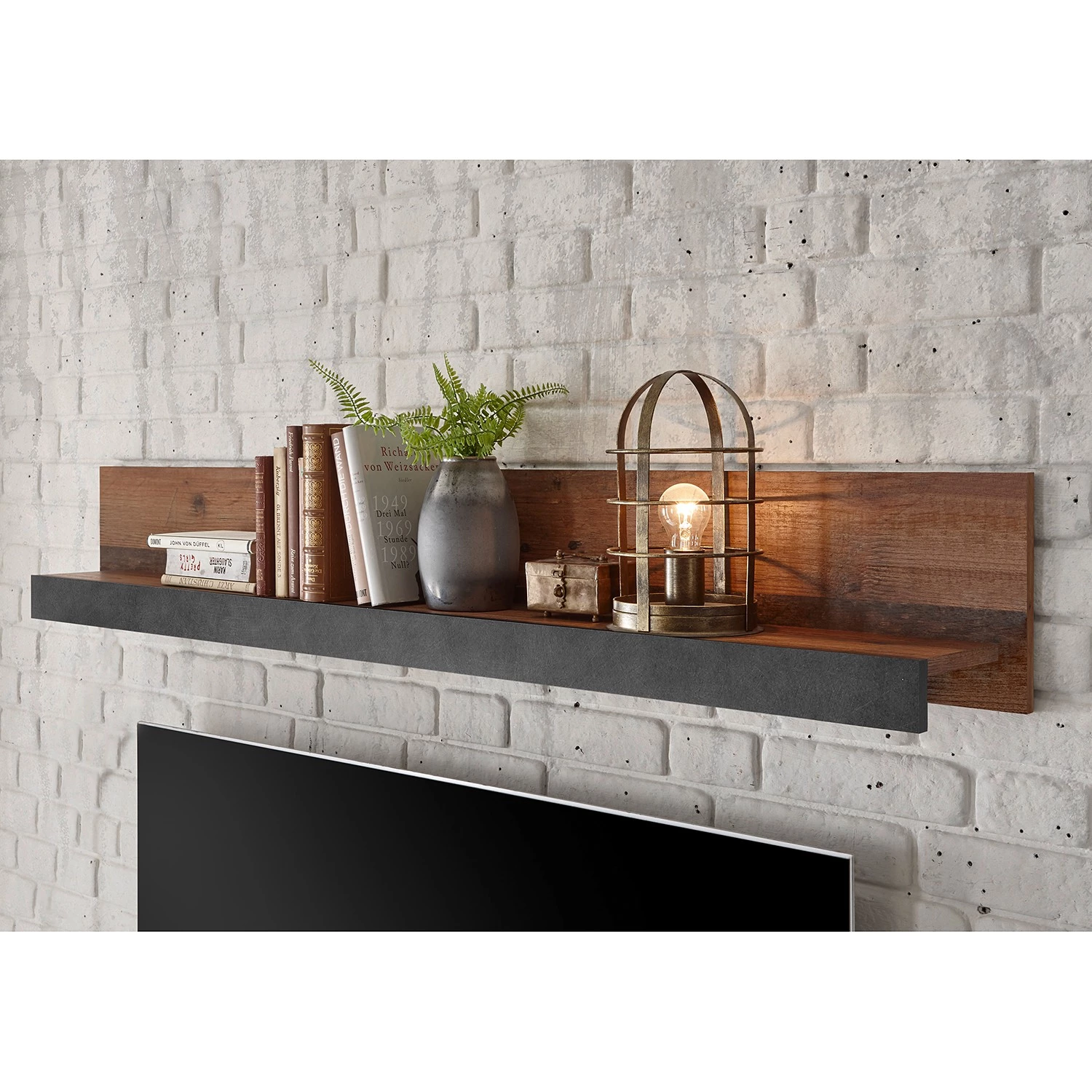 Red Living Tablette murale Buzan - Imitation bois recyclé / Anthracite 2 Red Living Tablette murale Buzan - Imitation bois recyclé / Anthracite – Image 2