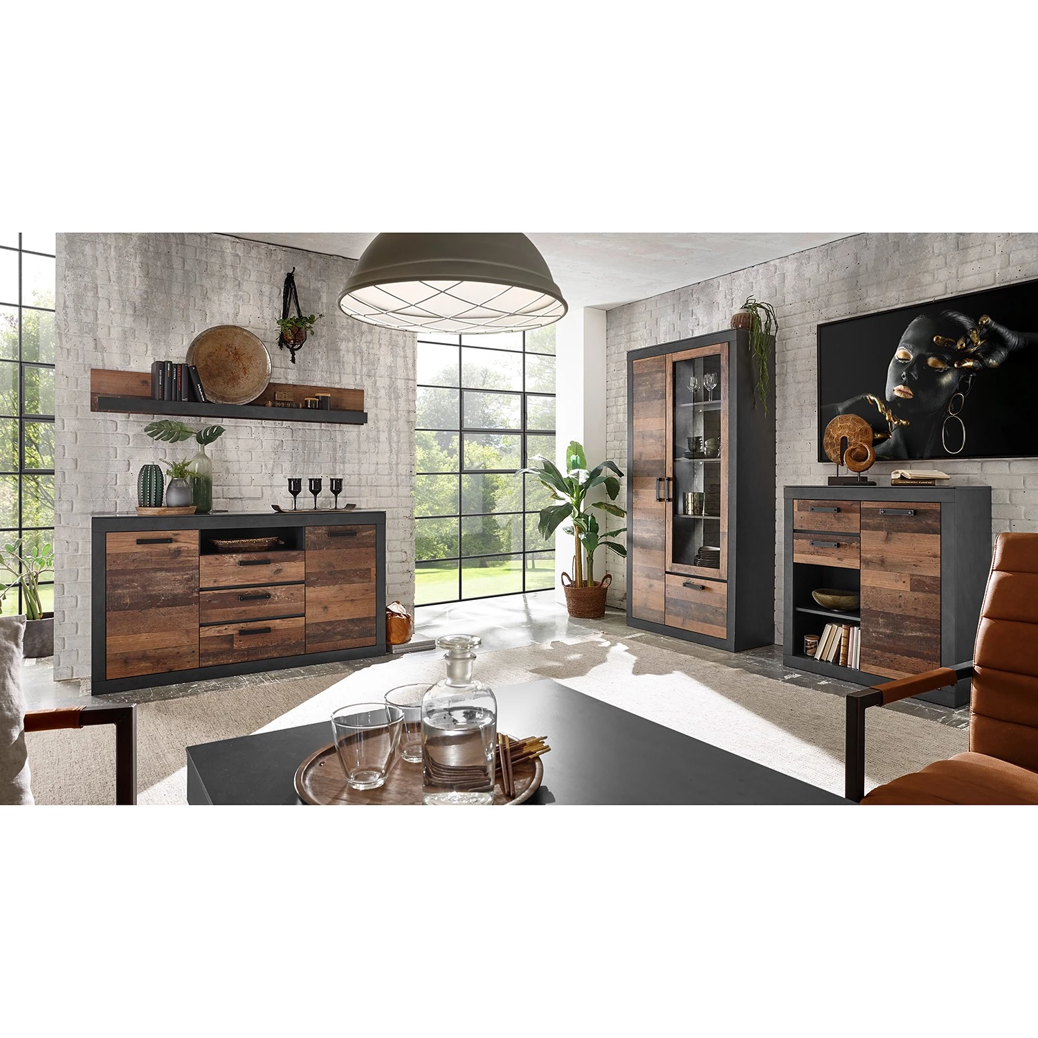 Red Living Tablette murale Buzan - Imitation bois recyclé / Anthracite 3 Red Living Tablette murale Buzan - Imitation bois recyclé / Anthracite – Image 3