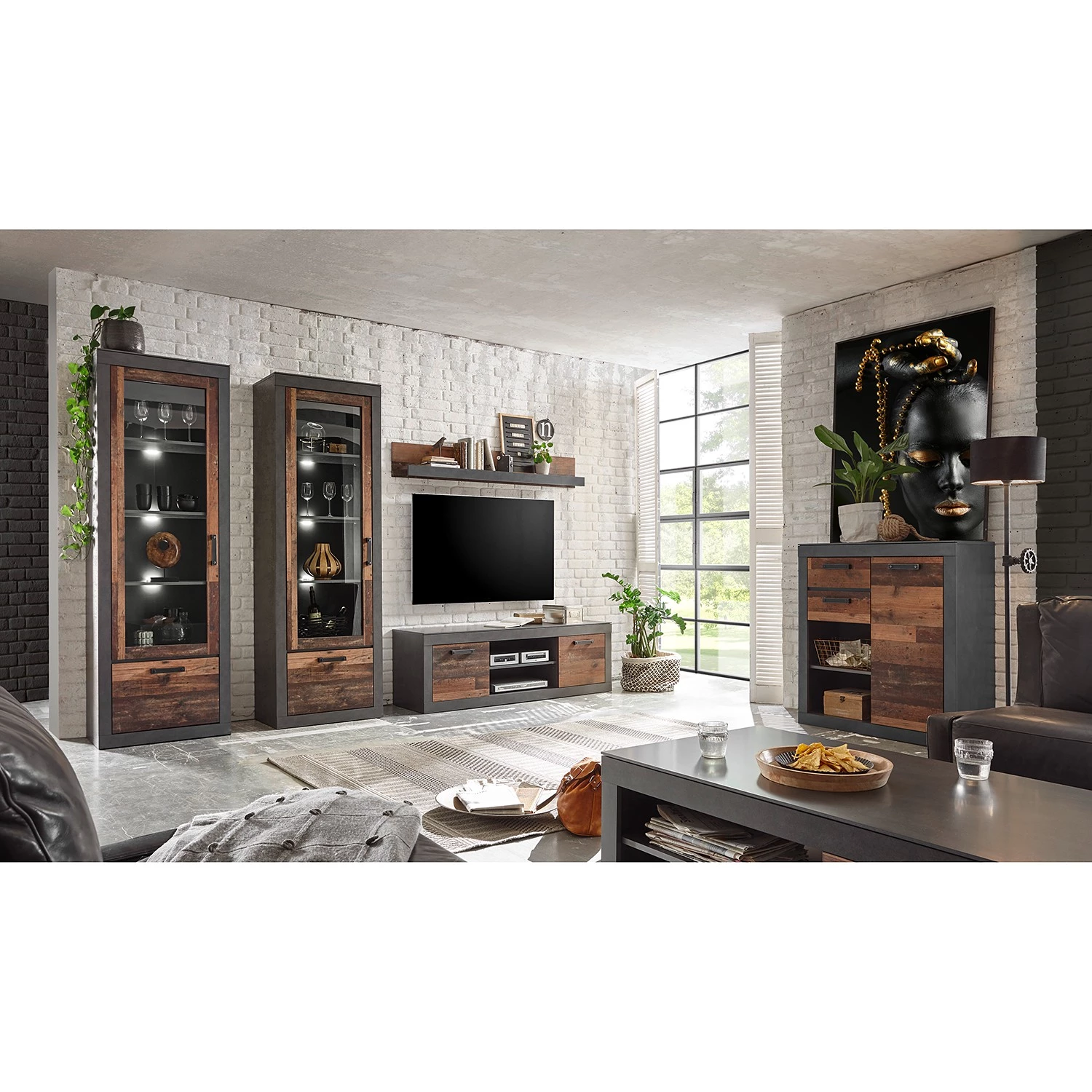 Red Living Tablette murale Buzan - Imitation bois recyclé / Anthracite 4 Red Living Tablette murale Buzan - Imitation bois recyclé / Anthracite – Image 4