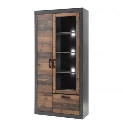 Red Living Vitrine Buzan II - Imitation bois recyclé / Anthracite