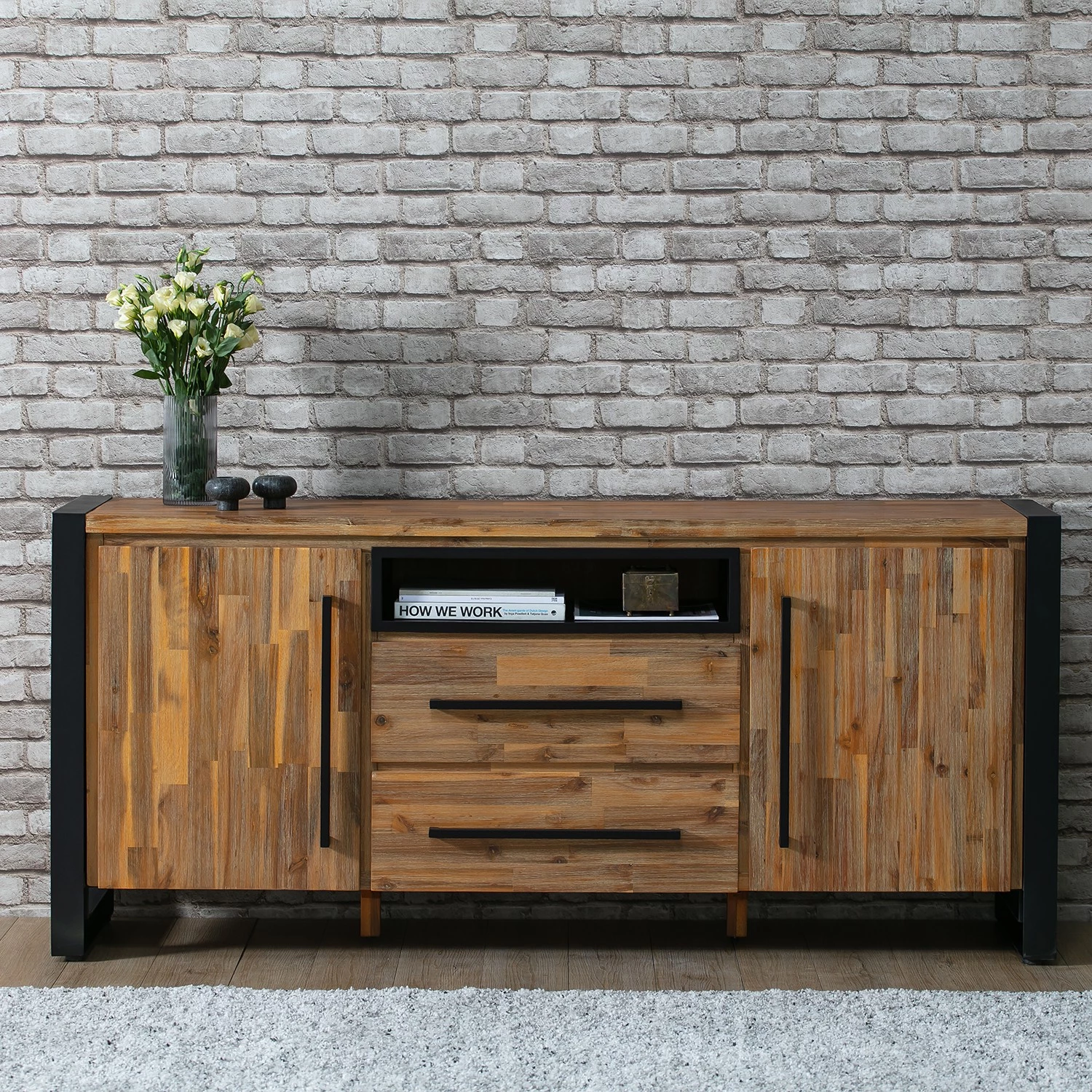 Ars manufacti Buffet Urban Industry I - Partiellement en acacia massif / Métal - Acacia / Noir 5 Ars manufacti Buffet Urban Industry I - Partiellement en acacia massif / Métal - Acacia / Noir – Image 5