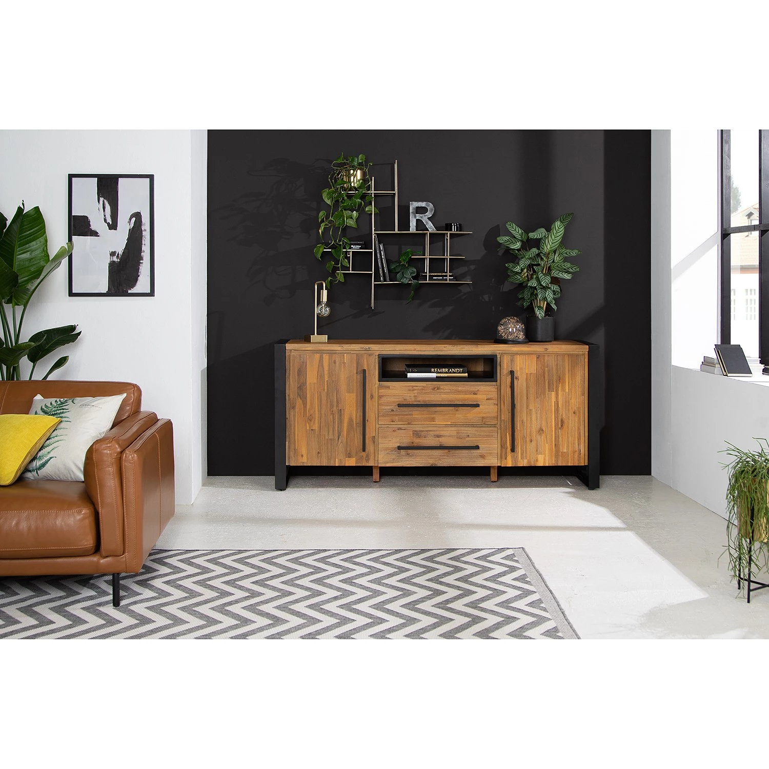 Ars manufacti Buffet Urban Industry I - Partiellement en acacia massif / Métal - Acacia / Noir 2 Ars manufacti Buffet Urban Industry I - Partiellement en acacia massif / Métal - Acacia / Noir – Image 2