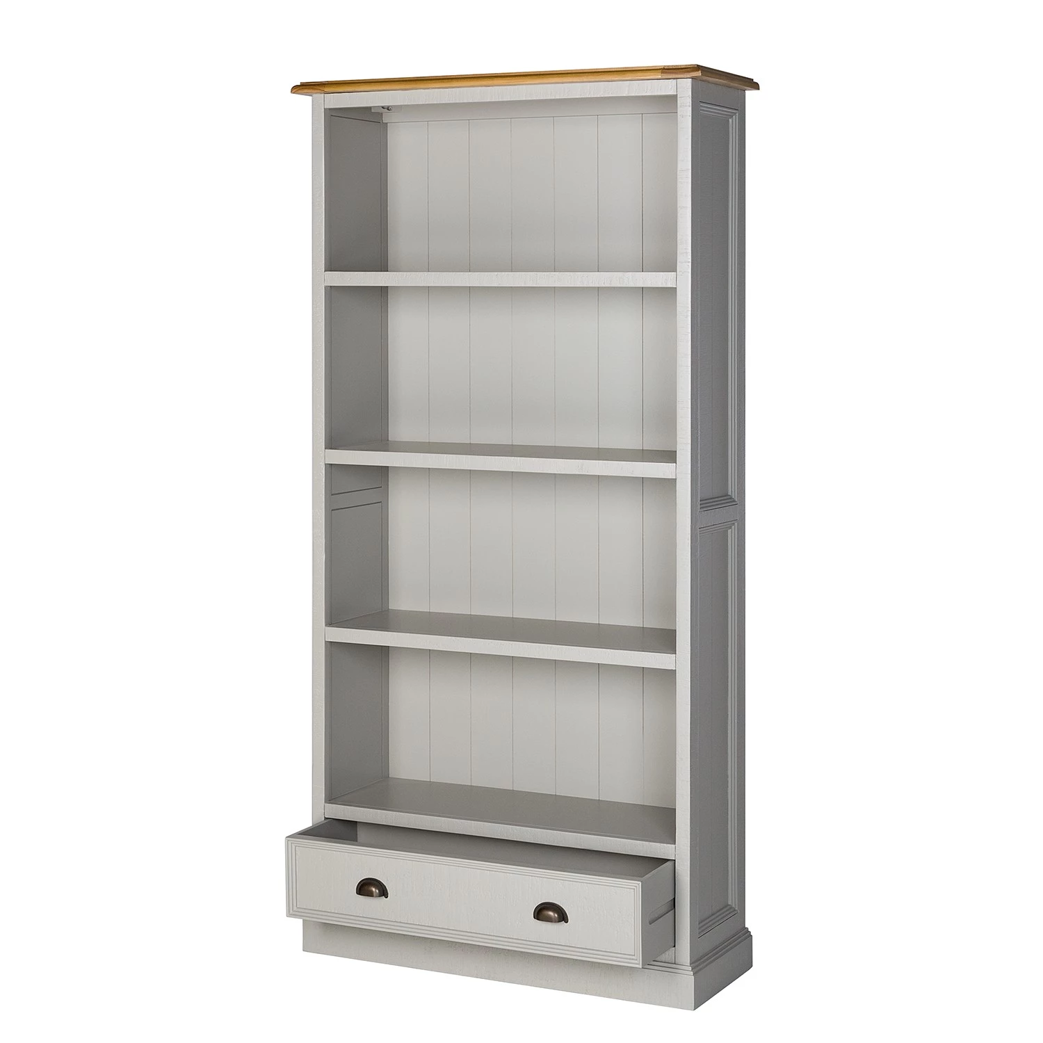 Maison Belfort Étagère Lavalle - Partiellement en pin massif - Pin / Gris clair 2 Maison Belfort Étagère Lavalle - Partiellement en pin massif - Pin / Gris clair – Image 2