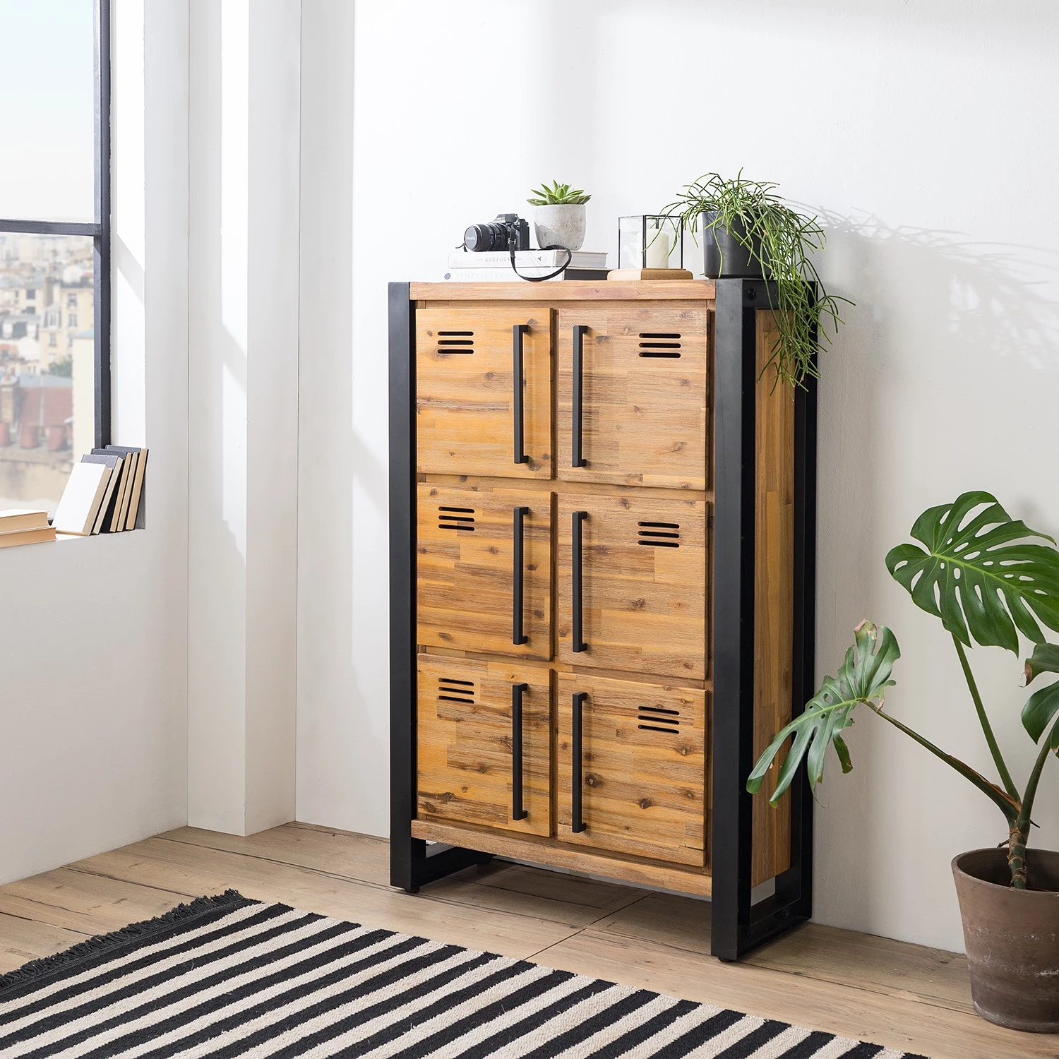 Ars manufacti Buffet haut Urban Industry I - Partiellement en acacia massif / Métal - Acacia / Noir 2 Ars manufacti Buffet haut Urban Industry I - Partiellement en acacia massif / Métal - Acacia / Noir – Image 2