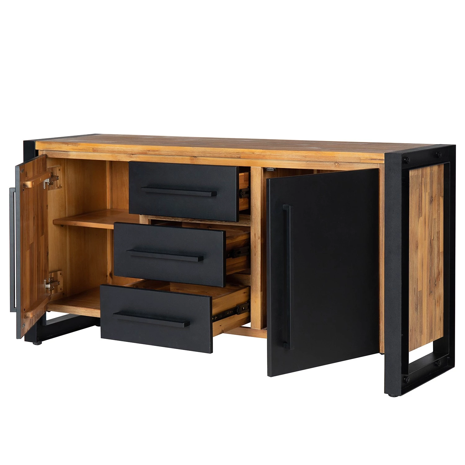 Ars manufacti Buffet Urban Industry IV - Partiellement en acacia massif / Métal - Acacia / Noir 9 Ars manufacti Buffet Urban Industry IV - Partiellement en acacia massif / Métal - Acacia / Noir – Image 9