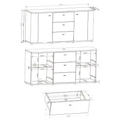 Fredriks Buffet Karlsburg - Blanc brillant / Imitation bois recyclé 18 Fredriks Buffet Karlsburg - Blanc brillant / Imitation bois recyclé -Meubles de salle à manger Soldes Magasin 1000224471 200902 06404200058 SKETCH DETAILS P000000001000224471 sketch