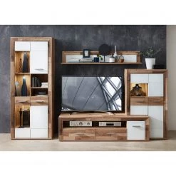 Loftscape Vitrine pour meuble TV Waverly - Avec éclairage - Blanc / Imitation chêne -Meubles de salle à manger Soldes Magasin 1000225880 200923 13365500046 MOOD DETAILS P000000001000225880 mood
