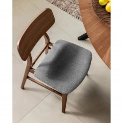 Norrwood Chaises Varkaus II (lot de 2) - Tissu /Placage noyer et hévéa massif - Gris / Noyer -Meubles de salle à manger Soldes Magasin 1000225987 200917 06365200061 DETAILS P000000001000225987