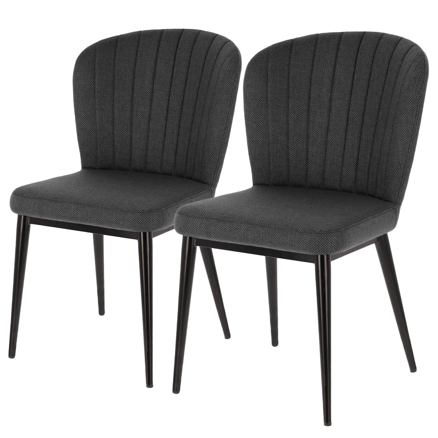 Jack & Alice Chaises capitonnées Palm City (lot de 2) - Tissu / Acier - Gris foncé 1 Jack & Alice Chaises capitonnées Palm City (lot de 2) - Tissu / Acier - Gris foncé