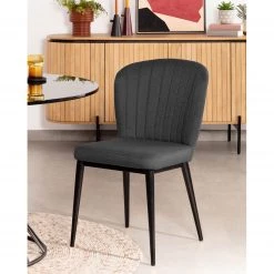 Jack & Alice Chaises capitonnées Palm City (lot de 2) - Tissu / Acier - Gris foncé 10 Jack & Alice Chaises capitonnées Palm City (lot de 2) - Tissu / Acier - Gris foncé -Meubles de salle à manger Soldes Magasin 1000225996 200917 06373400132 MOOD DETAILS P000000001000225996 mood