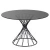 Jack & Alice Table Lovington I - Verre / Acier - Verre gris foncé / Noir