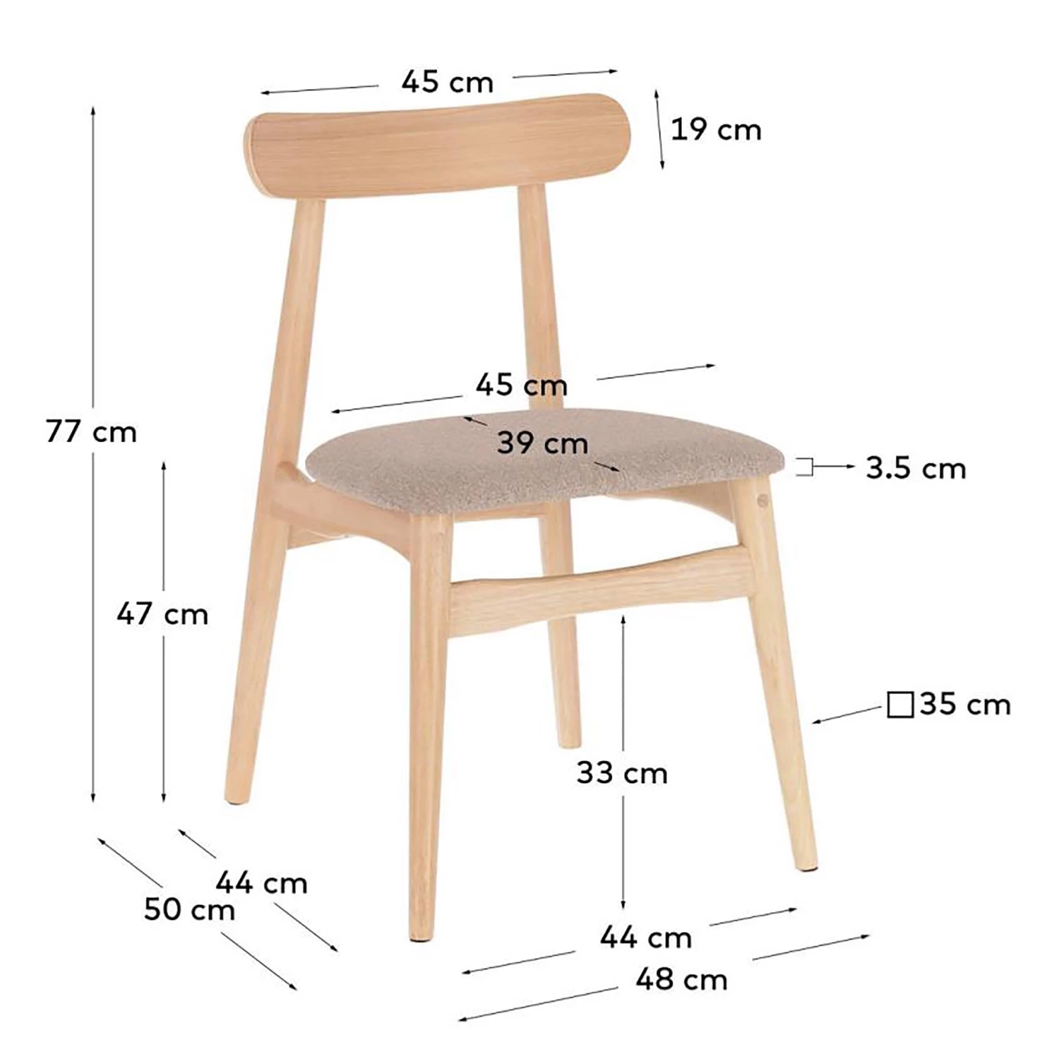 Norrwood Chaises Apukka (lot de 2) - Tissu / Hévéa massif - Sahara 9 Norrwood Chaises Apukka (lot de 2) - Tissu / Hévéa massif - Sahara – Image 9