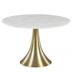 Jack & Alice Table Saint Ive - Marbre / Acier et aluminium - Marbre blanc / Doré