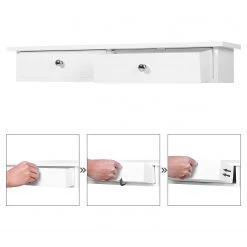 Norrwood Étagère à tiroirs murale Neyland - Blanc / Argenté -Meubles de salle à manger Soldes Magasin 1000226188 200922 17383200056 DETAILS P000000001000226188