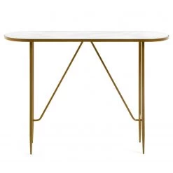 Red Living Console Saint Allen - Verre / Métal - Imitation marbre blanc / Doré -Meubles de salle à manger Soldes Magasin 1000226413 200928 15145200007 DETAILS P000000001000226413