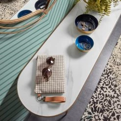 Red Living Console Saint Allen - Verre / Métal - Imitation marbre blanc / Doré -Meubles de salle à manger Soldes Magasin 1000226413 200928 15145300010 DETAILS P000000001000226413