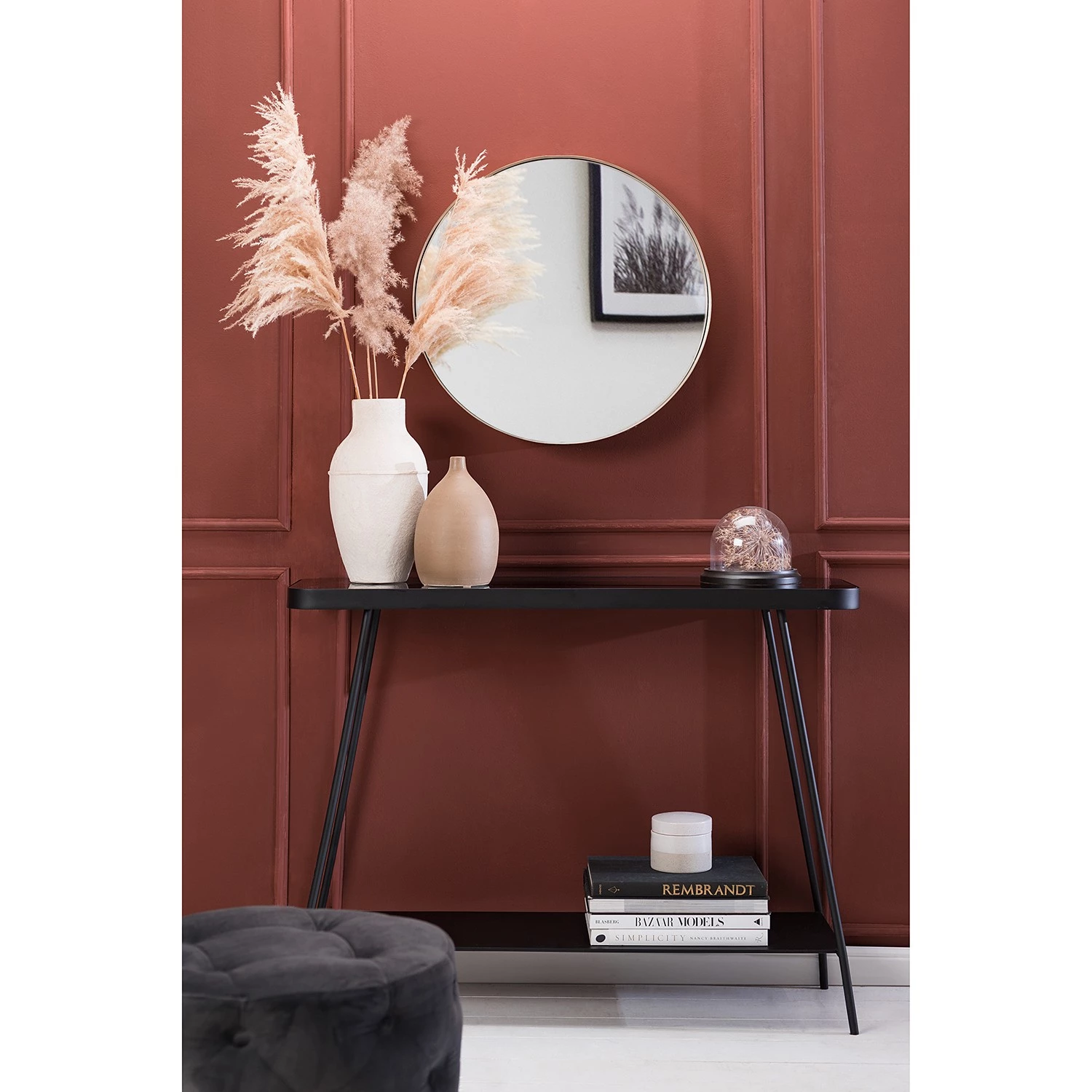 Red Living Console Kingswell - Verre / Métal - Gris / Noir 2 Red Living Console Kingswell - Verre / Métal - Gris / Noir – Image 2