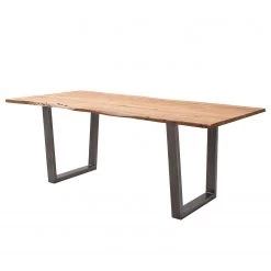 Ars Natura Table Kapra - Acacia brun - 160 x 90 cm - Métal vintage - Trapézoïdal - Épaisseur plateau : 2.5 cm