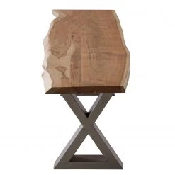 Ars Natura Banc Kapra - Acacia brun - Largeur : 160 cm - Argenté - Forme en X -Meubles de salle à manger Soldes Magasin 1000228073 201210 13060500019 DETAILS P000000001000228073