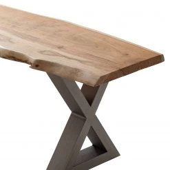 Ars Natura Banc Kapra - Acacia brun - Largeur : 160 cm - Argenté - Forme en X -Meubles de salle à manger Soldes Magasin 1000228073 201210 13060500021 DETAILS P000000001000228073