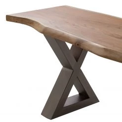 Ars Natura Banc Kapra - Acacia brun - Largeur : 160 cm - Argenté - Forme en X -Meubles de salle à manger Soldes Magasin 1000228073 201210 13060600022 DETAILS P000000001000228073