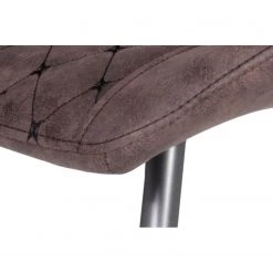 Loftscape Chaises capitonnées McLean (lot de 2) - Microfibre / Acier - Marron foncé vintage -Meubles de salle à manger Soldes Magasin 1000228921 201104 15385600060 DETAILS P000000001000228921