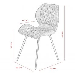 Loftscape Chaises capitonnées McLean (lot de 2) - Microfibre / Acier - Marron foncé vintage -Meubles de salle à manger Soldes Magasin 1000228921 201104 15385600062 SKETCH DETAILS P000000001000228921 sketch